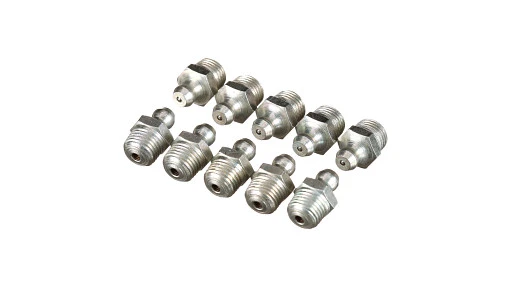 Lube Nipple Straight Con. Head, M10 x 1 x 18mm L — universal CNH service part, fits 552 models — 13407211