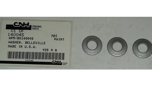 Belleville Washer 10mm ID x 22mm OD x 1.6mm Thk — universal New Holland service part, fits 1086 models — 140045