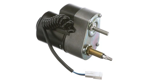 Windshield wiper motor, 12V for New Holland tractor cab. Electric drive for intermittent and continuous blade operation.