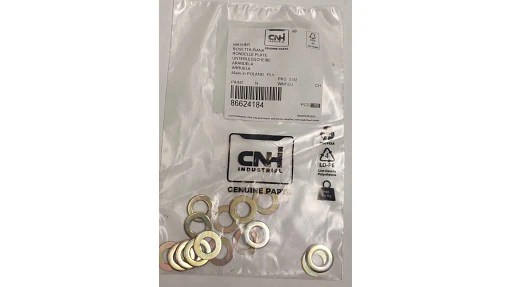 Washer 9mm ID x 16mm OD x 1.6mm Thk, Cst, Znd — universal New Holland service part, fits 743 models — 86624184
