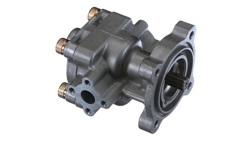 Hydraulic pump for New Holland equipment. Generates fluid pressure for steering, loader, and implement circuits.