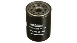 Hydraulic oil filter for New Holland equipment. Removes contaminants from pressurized fluid to protect pumps and valves.