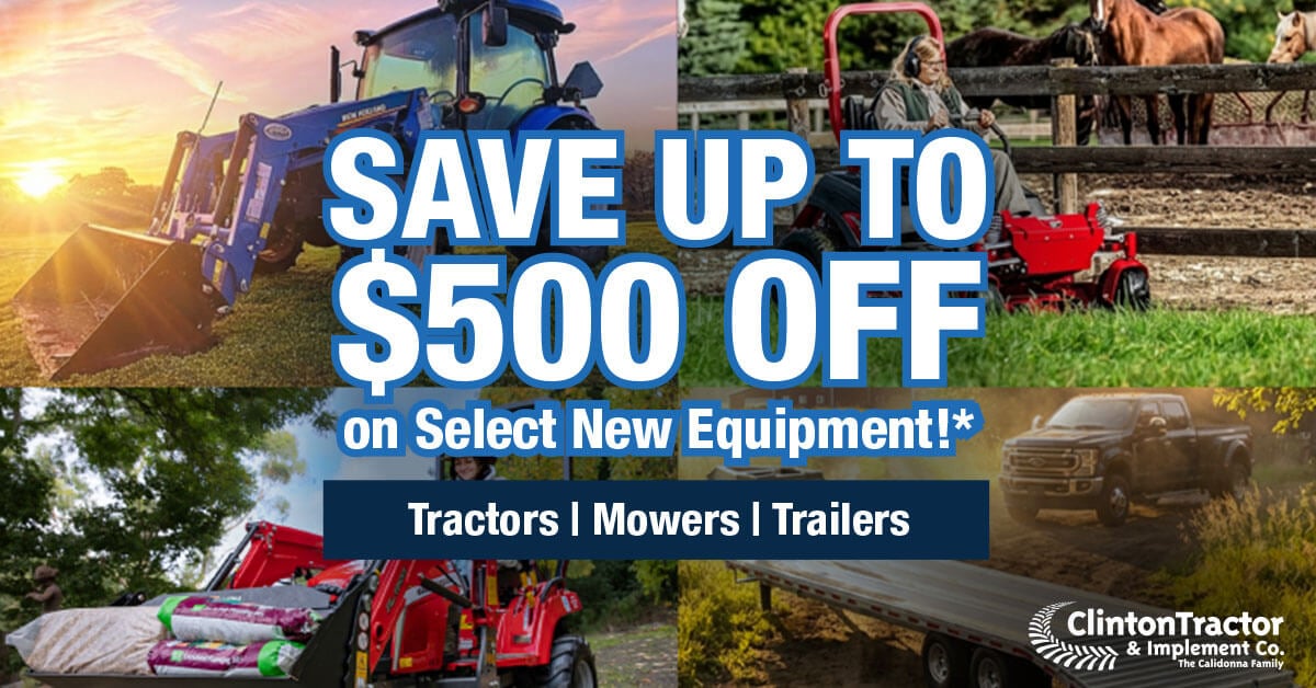 Save Up To $500 Off on Select New Equipment!